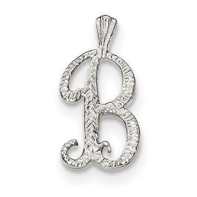Letter B Chain Slide Sterling Silver Polished Textured QC8459B, MPN: QC8459B, 191101367670