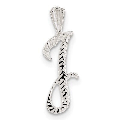 Letter J Chain Slide Sterling Silver Polished Textured QC8459J, MPN: QC8459J, 191101457418