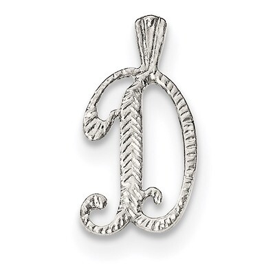 Letter D Chain Slide Sterling Silver Polished Textured QC8459D, MPN: QC8459D, 191101363269