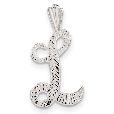 Letter L Chain Slide Sterling Silver Polished Textured QC8459L, MPN: QC8459L, 191101366086