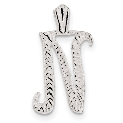 Letter N Chain Slide Sterling Silver Polished Textured QC8459N, MPN: QC8459N, 191101368899