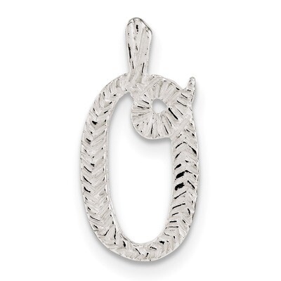 Letter O Chain Slide Sterling Silver Polished Textured QC8459O, MPN: QC8459O, 191101363801