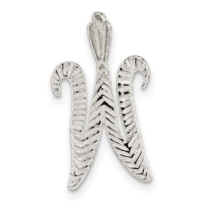 Letter W Chain Slide Sterling Silver Polished Textured QC8459W, MPN: QC8459W, 191101364556