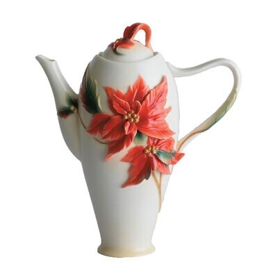 Franz Porcelain Poinsettia Flower Teapot FZ00893, MPN: FZ00893,