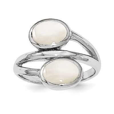 Mother of Pearl Ring Sterling Silver Rhodium-plated Polished QR6289, MPN: QR6289,