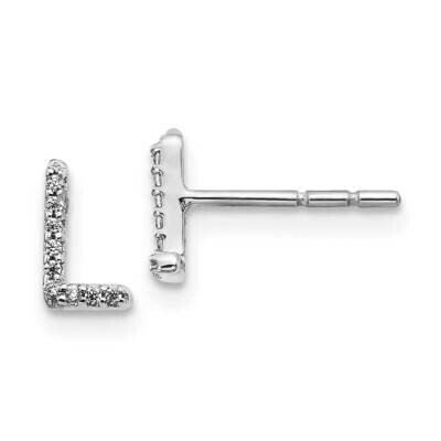 Initial L Earrings 14k White Gold Diamond EM4169L-005-WA, MPN: EM4169L-005-WA, 883957376523
