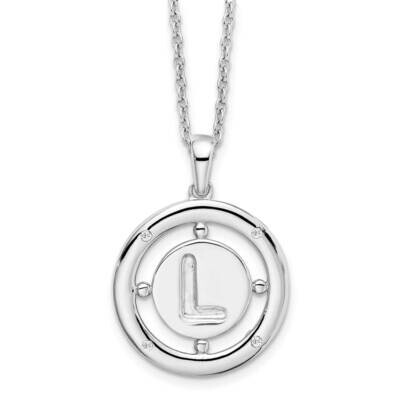 White Ice .025Ct. Diamond Initial L Necklace Sterling Silver QW499L-18, MPN: QW499L-18, 191101479137