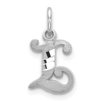 Initial L Charm 10k White Gold Diamond-cut 10WCH139-L, MPN: 10WCH139-L,