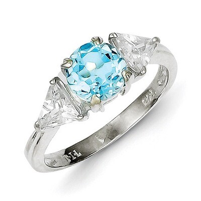 Blue Topaz Ring Sterling Silver QR702, MPN: QR702, 815479014225