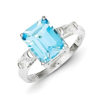 Blue Topaz Ring Sterling Silver QR699, MPN: QR699, 815479014133