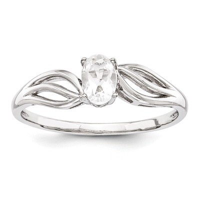 White Topaz Ring Sterling Silver QBR17APR, MPN: QBR17APR, 883957597379