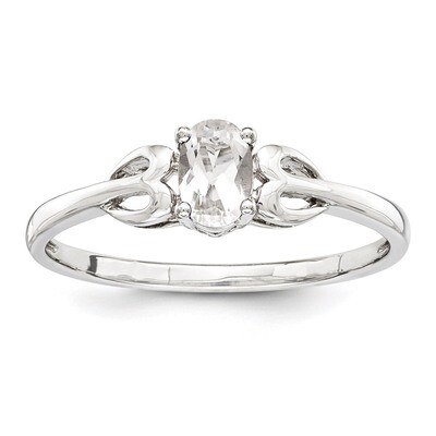 White Topaz Ring Sterling Silver QBR20APR, MPN: QBR20APR, 883957397153