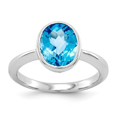 Blue Topaz Ring Sterling Silver QR4464BT, MPN: QR4464BT, 883957364803