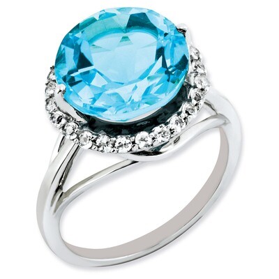 White Topaz &amp; Blue Topaz Ring Sterling Silver QR3084BT, MPN: QR3084BT, 883957362601