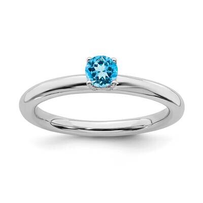 Blue Topaz Ring Sterling Silver Rhodium-plated QSK1910, MPN: QSK1910, 191101719486