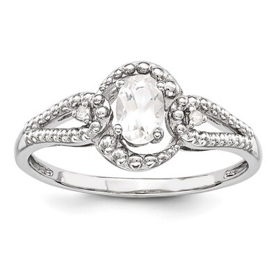 White Topaz &amp; Diamond Ring Sterling Silver QBR16APR, MPN: QBR16APR, 883957353760