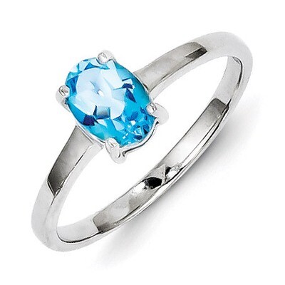 Light Swiss Blue Topaz Ring Sterling Silver Rhodium QDX579, MPN: QDX579, 883957398785