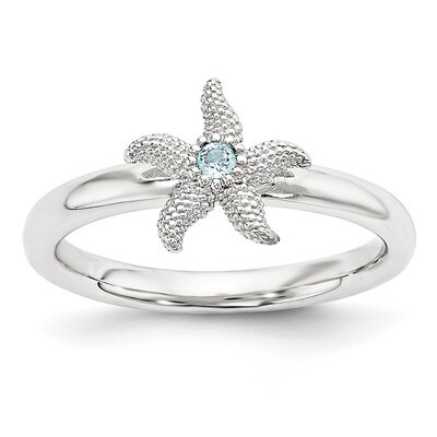 Blue Topaz Starfish Ring Sterling Silver QSK1861, MPN: QSK1861, 886774376776