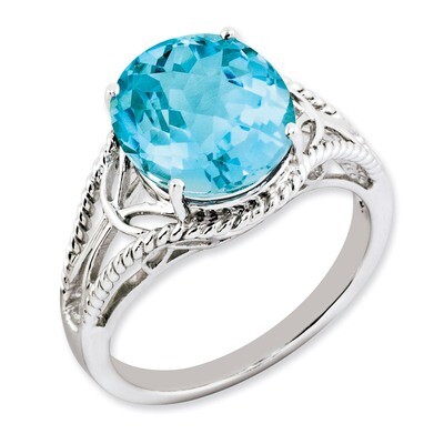 Blue Topaz Ring Sterling Silver QR3202BT, MPN: QR3202BT, 883957363783