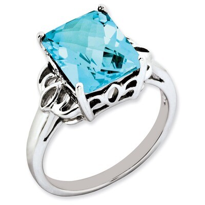 Blue Topaz Ring Sterling Silver QR3185BT, MPN: QR3185BT, 883957363370