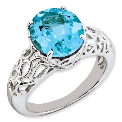 Blue Topaz Ring Sterling Silver QR3178BT, MPN: QR3178BT, 883957437118