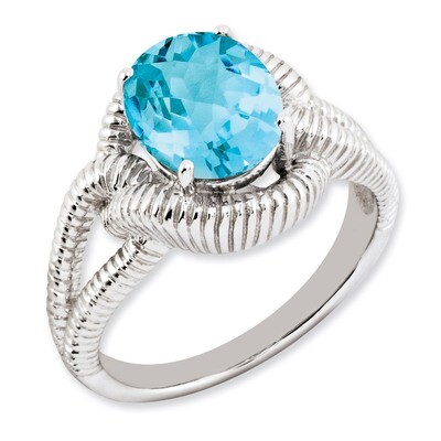 Blue Topaz Ring Sterling Silver QR3174BT, MPN: QR3174BT, 883957404202
