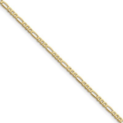 7 Inch 2.75mm Flat Figaro Chain 10k Gold 10FG070-7, MPN: 10FG070-7, 191101596773