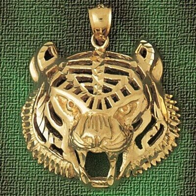 Dazzlers Jewelry Tiger Head Pendant Necklace Charm Bracelet in Yellow, White or Rose Gold 1708, MPN…
