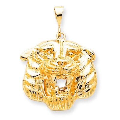 Solid Polished Tigers Head Charm 10k Gold 10C587, MPN: 10C587, 883957392752