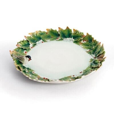 Franz Porcelain Holiday Beginnings Chickadee Ornamental Round Plate FZ01594, MPN: FZ01594,