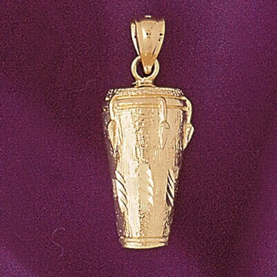 Dazzlers Jewelry Bongo Drum Pendant Necklace Charm Bracelet in Yellow, White or Rose Gold 6240, MPN…