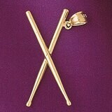 Dazzlers Jewelry Drum Sticks Pendant Necklace Charm Bracelet in Yellow, White or Rose Gold 6242, MP…