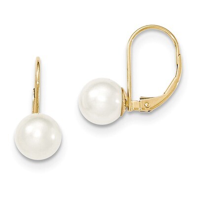 8mm Cultured Pearl Leverback Earrings 14k Gold XLB85PL, MPN: XLB85PL, 883957339801