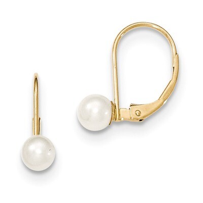 5mm Cultured Pearl Leverback Earrings 14k Gold XLB55PL, MPN: XLB55PL, 883957339900