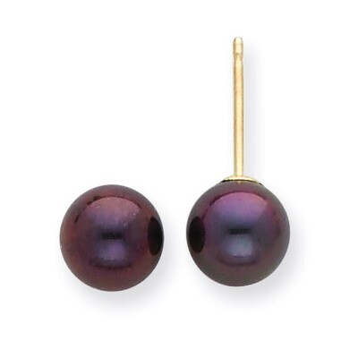 6-7mm Round Black Saltwater Akoya Cultured Pearl Stud Earrings 14k Gold XF333E, MPN: XF333E, 883957…