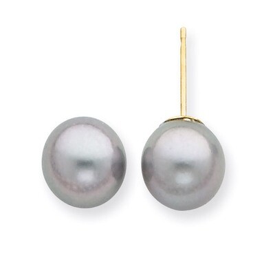 8-9mm Round Grey Saltwater Akoya Cultured Pearl Stud Earrings 14k Gold XF292E, MPN: XF292E, 8839574…