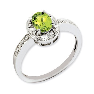 August Peridot Ring Sterling Silver Diamond QBR10AUG, MPN: QBR10AUG, 886774187723