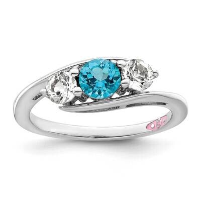 Survivor Collection Clear &amp; Blue Swarovski Topaz Sue Ring Sterling Silver SV208SSB-6, MPN: SV208SSB,