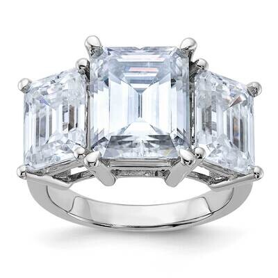 10 1/10ct. Three Stone D E F Pure Light Emerald-cut Moissanite Ring 14k White Gold RM4451E-990-WMP,…