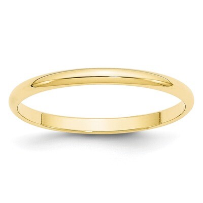 2mm Lightweight Half Round Band 10k Yellow Gold 1HRL020 Engravable, MPN: 1HRL020, 886774452173