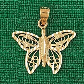 Dazzlers Jewelry Filigree Butterfly Pendant Necklace Charm Bracelet in Yellow, White or Rose Gold 3…