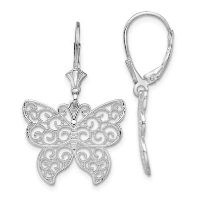Filigree Butterfly Leverback Earrings Sterling Silver Polished QE15571, MPN: QE15571, 637218183609