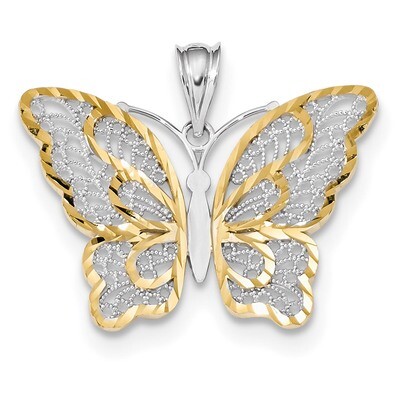 White Polished Filigree Butterfly Pendant 14k Gold &amp; Rhodium K5987, MPN: K5987, 883957155838