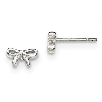 Bow Post Earrings Sterling Silver Polished QE12925, MPN: QE12925, 191101231278