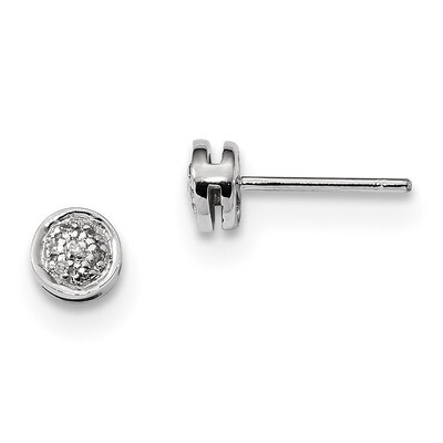 Diamond Circle Post Earrings Sterling Silver Rhodium QDX286, MPN: QDX286, 886774309873