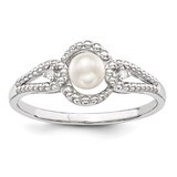 Pearl &amp; Diamond June Ring Sterling Silver Cultured QBR16JUN, MPN: QBR16JUN, 883957495552