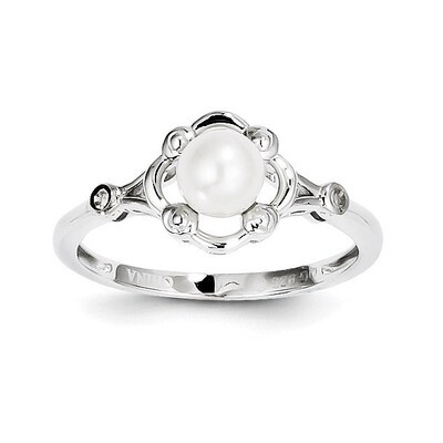 Pearl &amp; Diamond June Ring Sterling Silver Cultured QBR21JUN, MPN: QBR21JUN, 883957458298