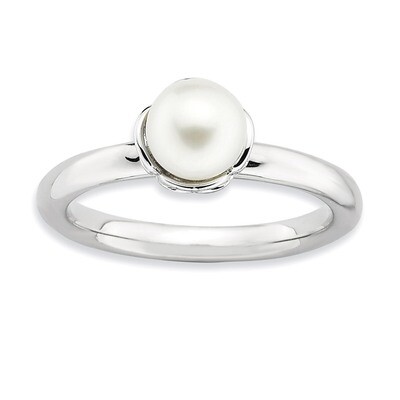 White Fresh Water Cultured Pearl Ring - Sterling Silver Polished QSK611, MPN: QSK611, 886774174075