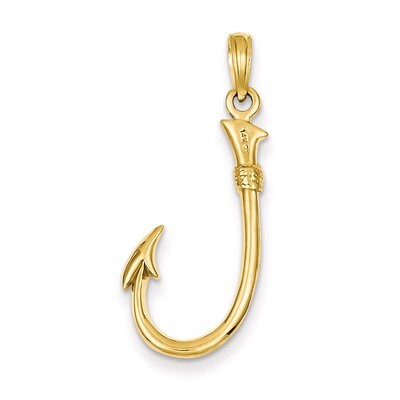 3-D Fishing Hook Pendant 14k Gold C3349, MPN: C3349, 637218112937