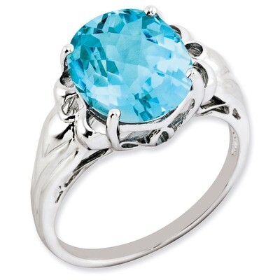 Blue Topaz Ring Sterling Silver QR2960BT, MPN: QR2960BT, 883957360782